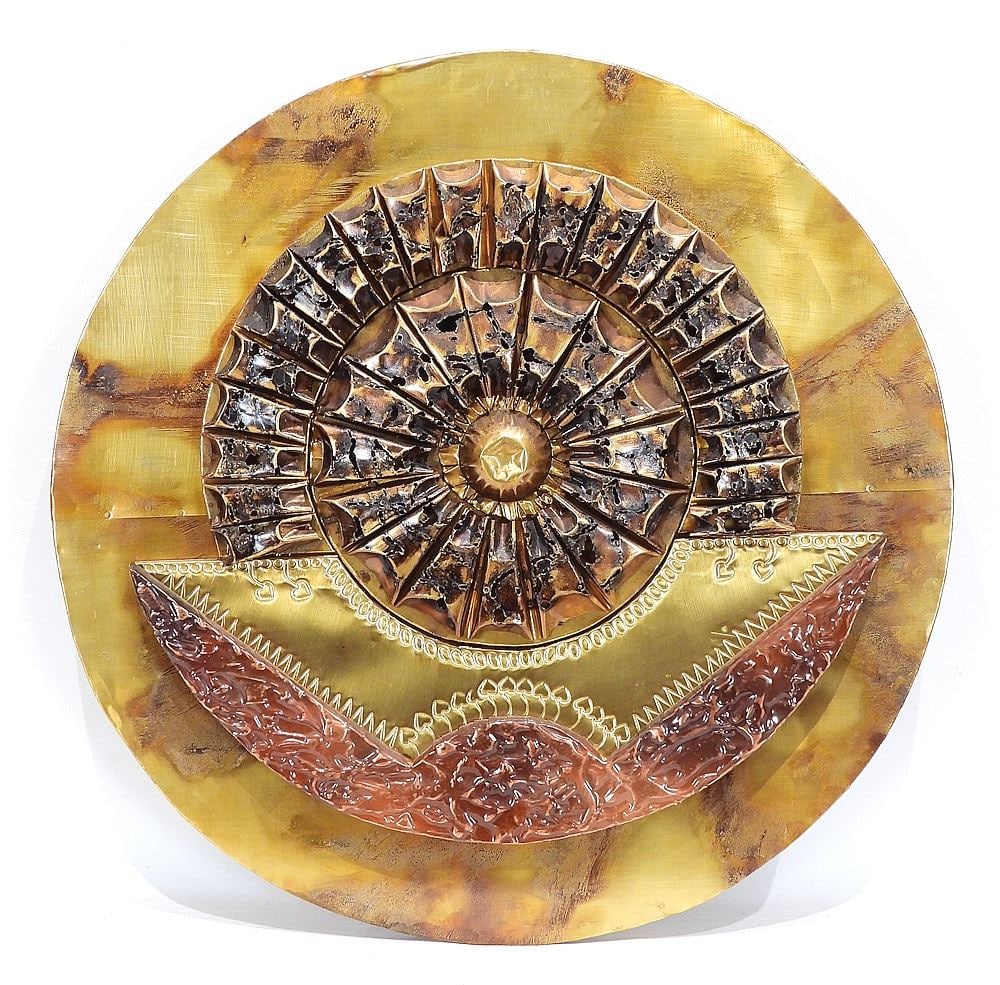 Brass & Copper "Sun" Disc by Stephen Chun, 20" Diameter. (1 of 3)