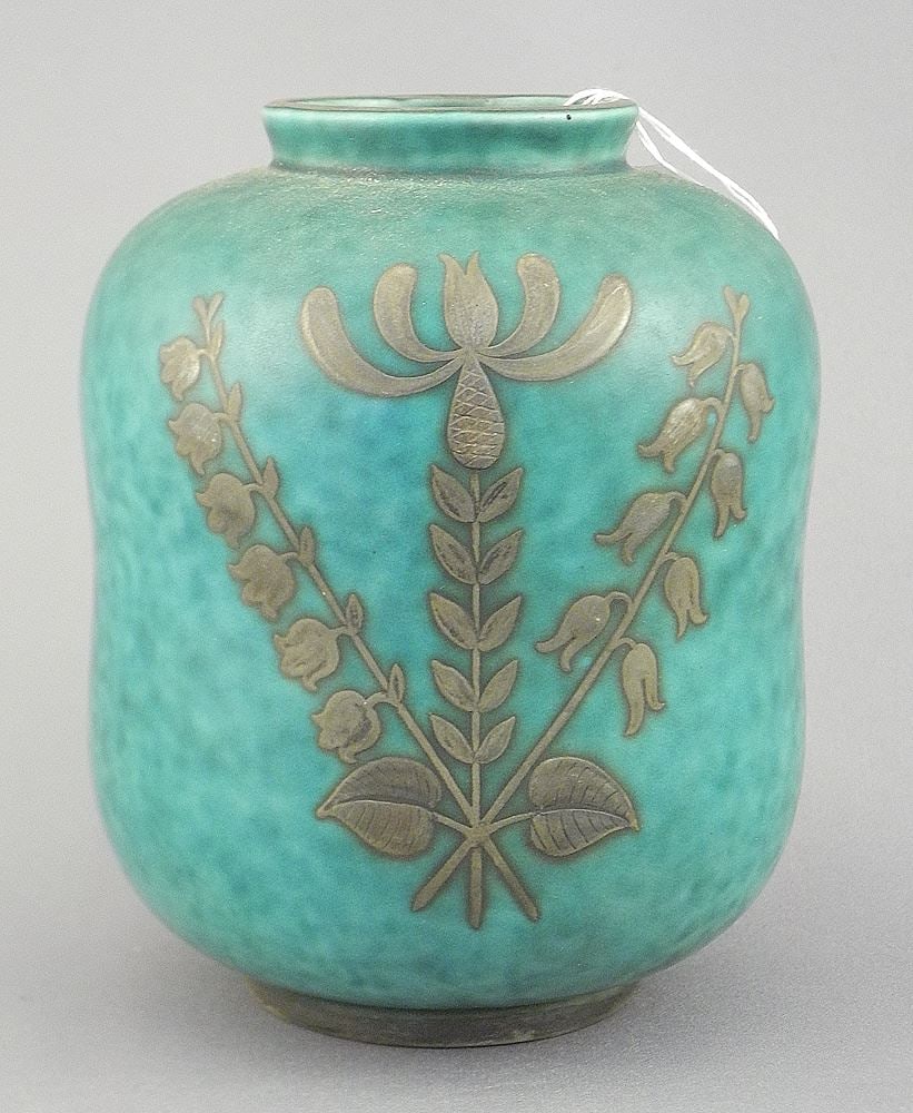 Gustavsberg Sweden Argenta Ware Vase, 4 1/2"h. (1 of 3)