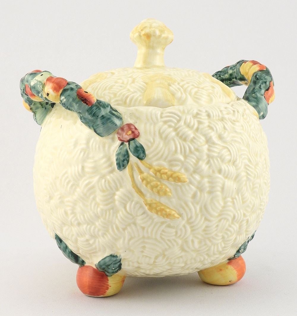 Newport Pottery Clarice Cliff "Celtic Harvest" Biscuit Barrel, 6 7/8"h. (1 of 9)