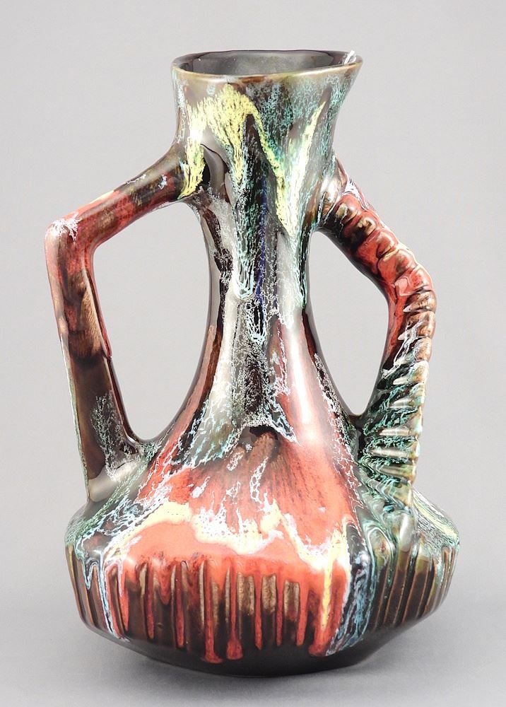 Vallavris France Drip Glaze Vase, 11 1/2"h. (1 of 4)
