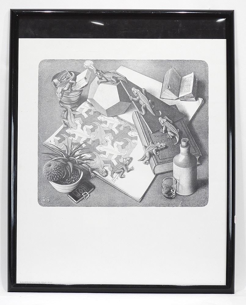 Lithograph After M.C. Escher, 25 x 21 1/4", "Reptiles" Cordon Art 1988. (1 of 3)