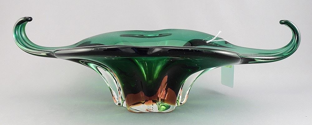 Cristallo Venezia CCC Uranium Glass Bowl, 15 5/8"L. (1 of 3)
