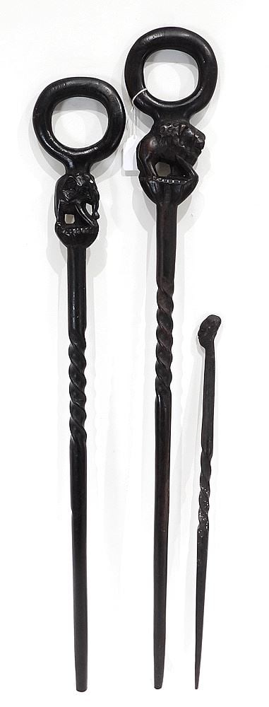 Two African Wood Canes & Swagger Stick, 23 & 38 3/8"L. (1 of 2)