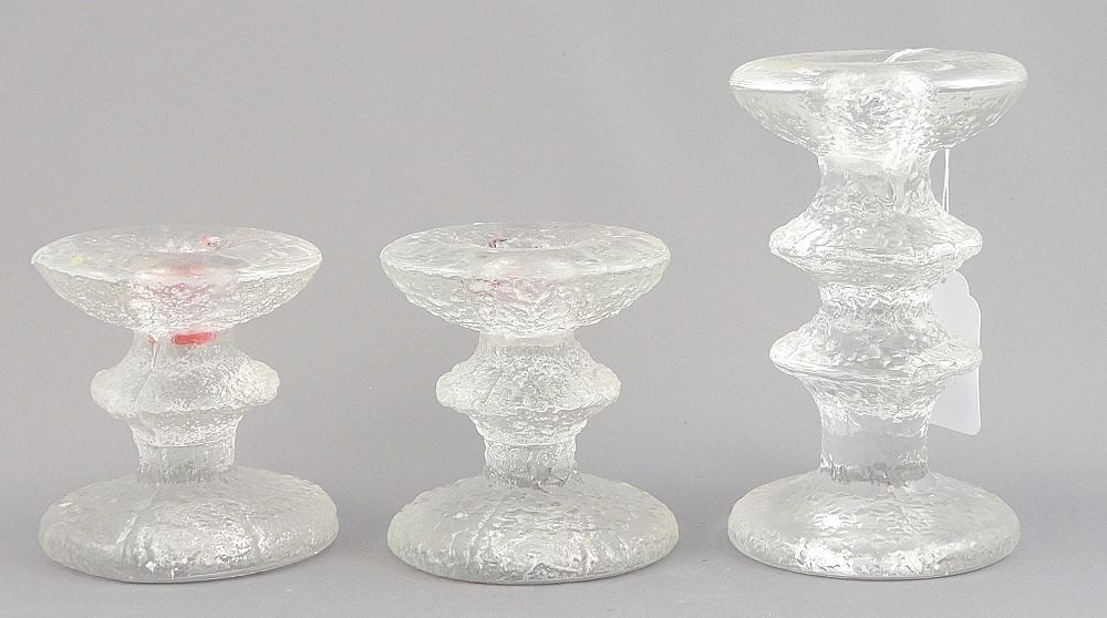 Three Iittala Candlestick Marked TS (Timo Sarpaneva), 3 1/4 - 5"h. (1 of 3)