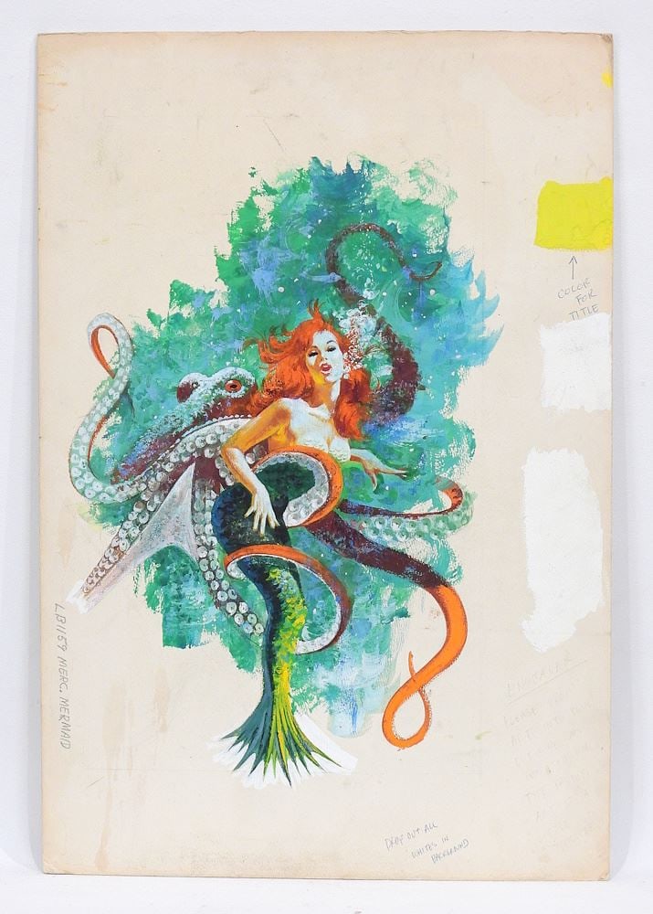 Unsigned Illustration, Board 20 x 13 5/8", "LB1159 Merc. Mermaid". (1 of 6)