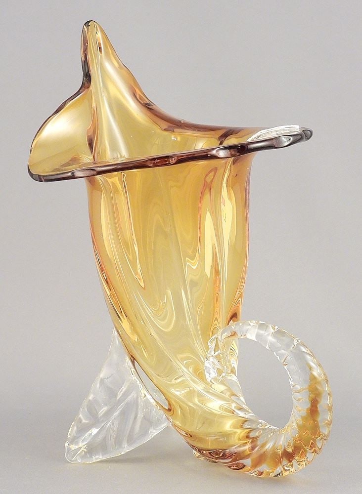Formia Vetri di Murano Hand Blown Cornucopia Vase, 8"h. (1 of 3)