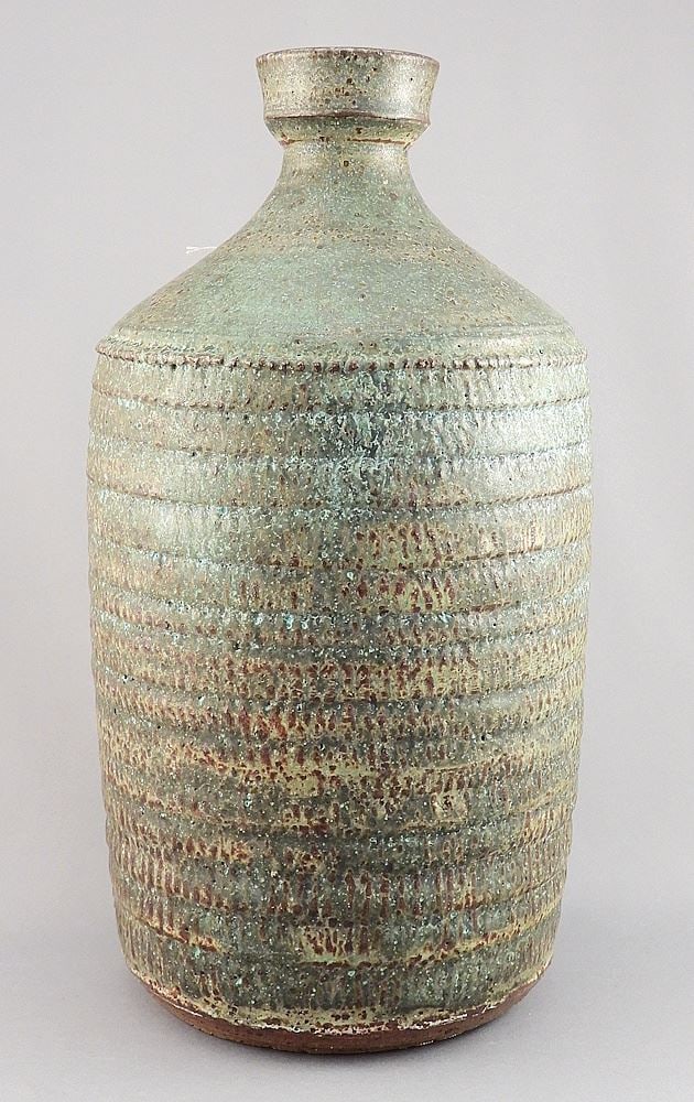 Stoneware Lamp Base by Hilda Ross, Includes Components, 13 1/8"h. (1 of 3)