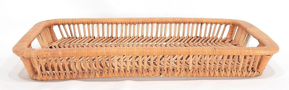 Artek Style Rattan Tray, 17 3/4"L.: Artek Style Rattan Tray, 17 3/4"L.