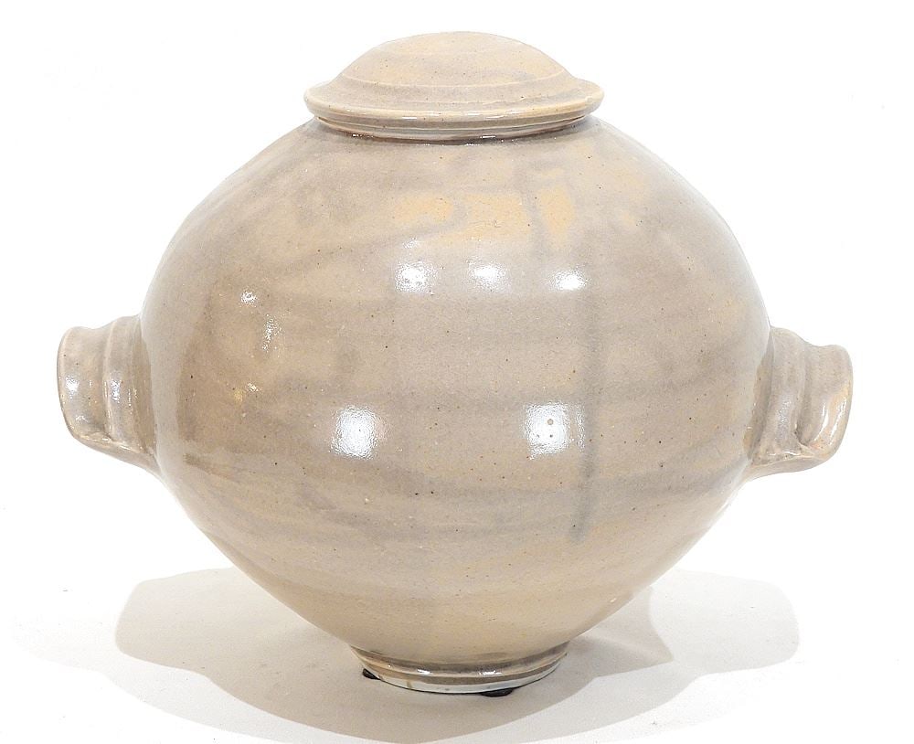 Wayne Ngan Stoneware Covered Vase, Impressed Mark, 10"h (foot rim restored). (1 of 4)