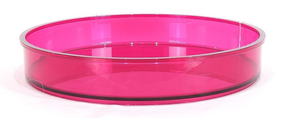 Dansk Designs Fuchsia Acrylic Tray, Gunnar Cyren, 13 3/4" Diameter. (1 of 3)
