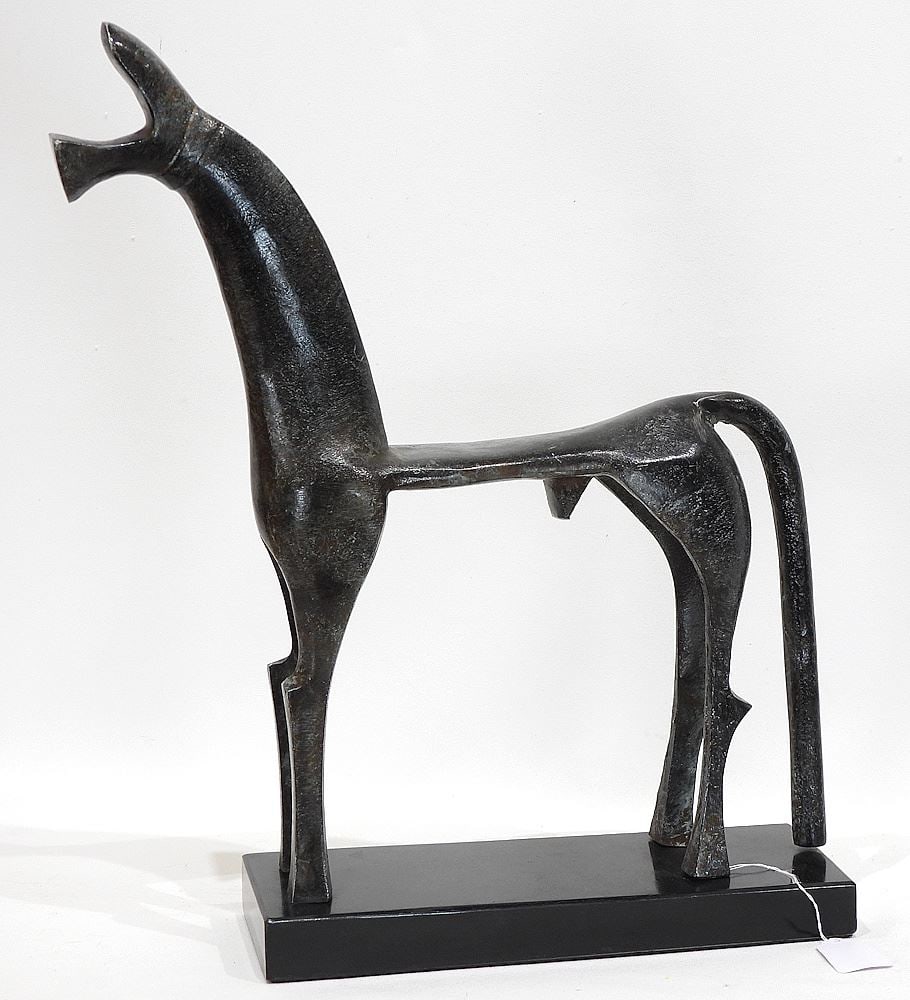 Contemporary Greek Horse Statue, 18 1/2 x 4 1/2 x 16 1/2".: Contemporary Greek Horse Statue, 18 1/2 x 4 1/2 x 16 1/2".