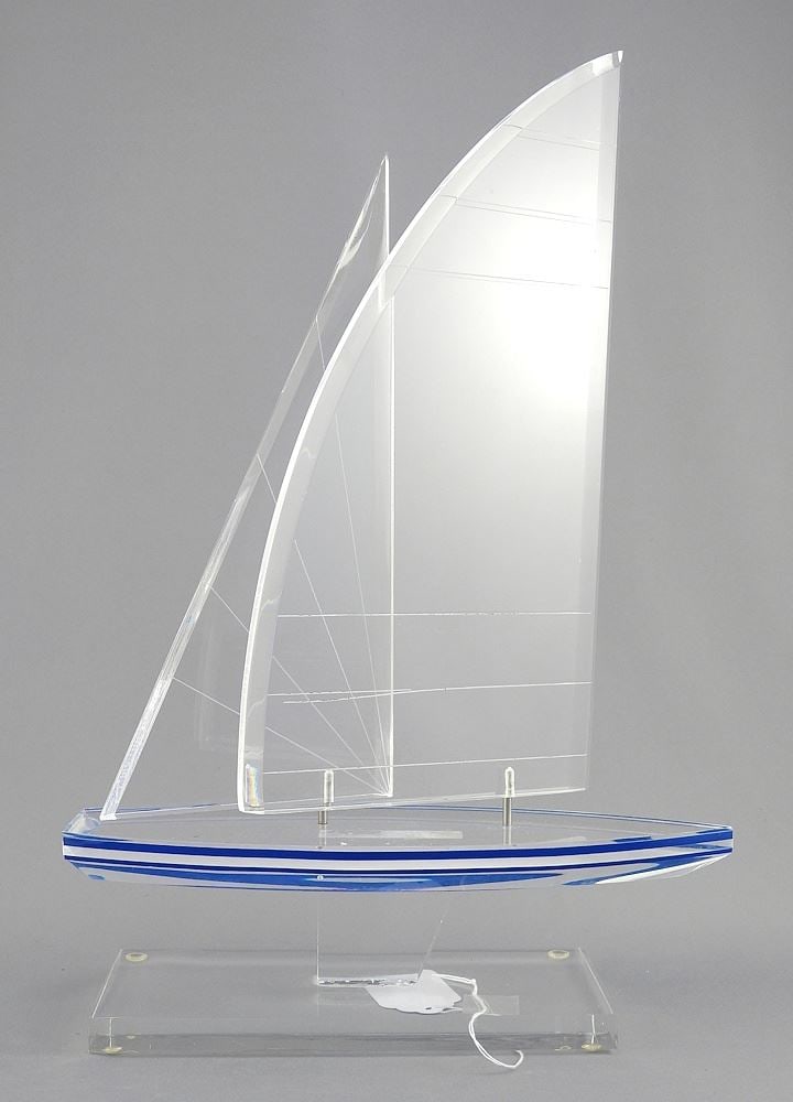 Lucite Sailboat Model, 13 1/2"h.: Lucite Sailboat Model, 13 1/2"h.