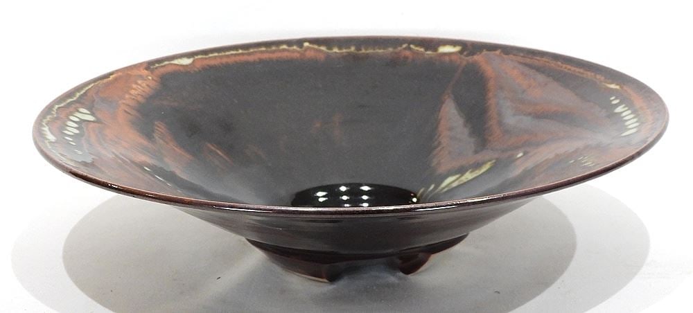 Fine Stoneware Inverted Conical Bowl Impressed Robin Hopper, 15" Diameter. (1 of 4)