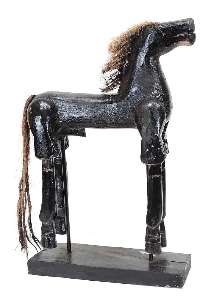 Folk Art Style Black Articulated Horse Figure, 20 3/4"h. (1 of 3)