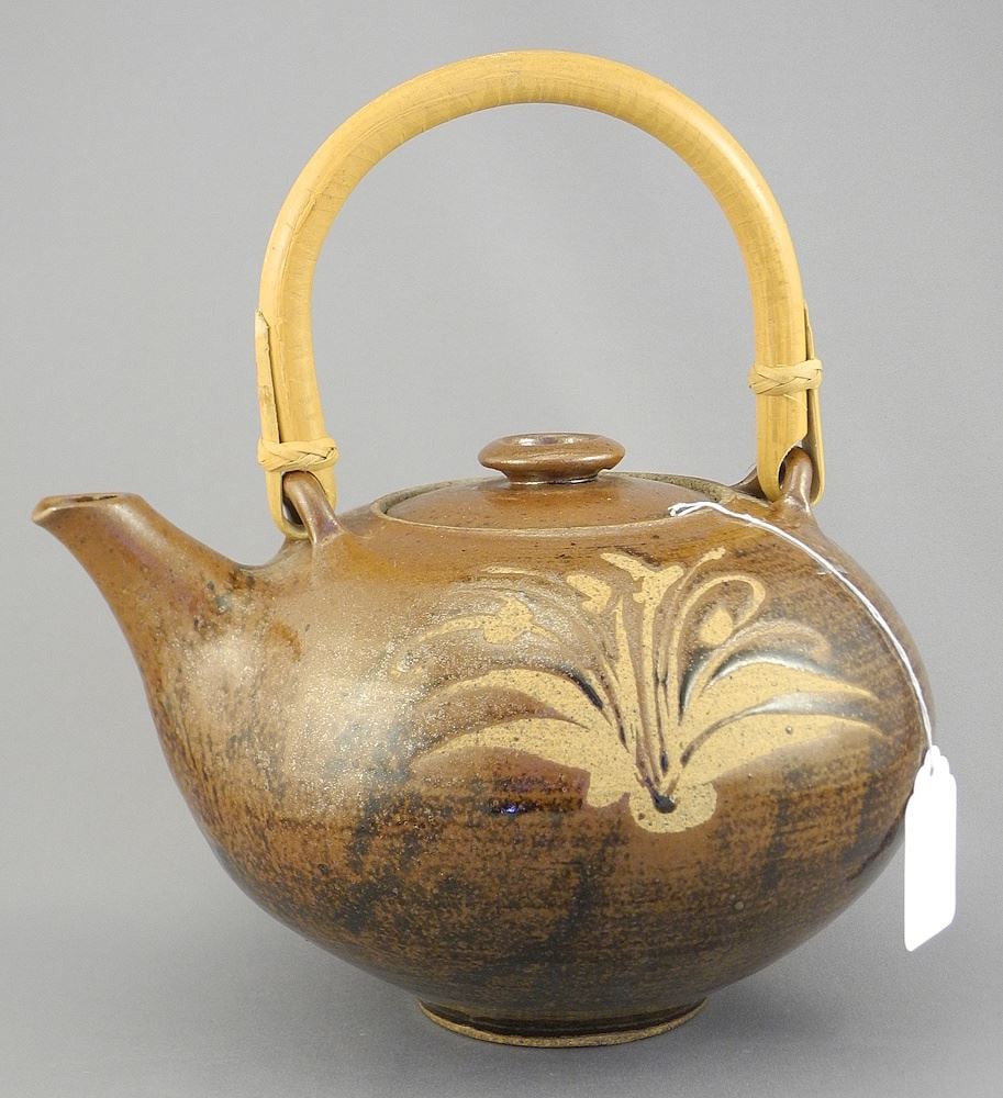 Stoneware Teapot w/RR (Robin Righton) Impressed Mark, 8 3/4"L.: Stoneware Teapot w/RR (Robin Righton) Impressed Mark, 8 3/4"L.