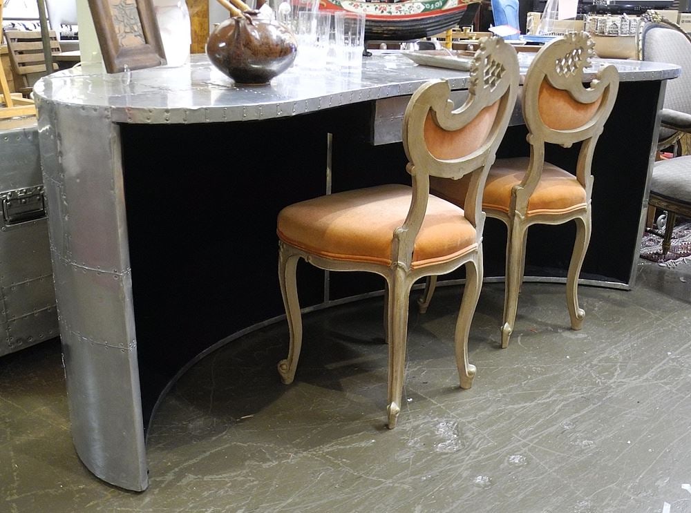 Aluminum Aviator's Desk, 31 x 77 1/4 x 41". (1 of 2)