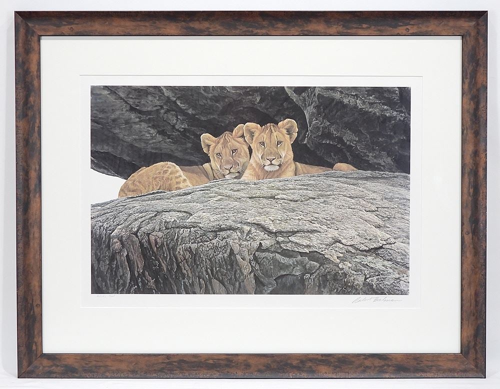 LEP signed Robert Bateman, 16 1/2 x 24 1/2" "Lion Cubs" (A/P). (1 of 2)