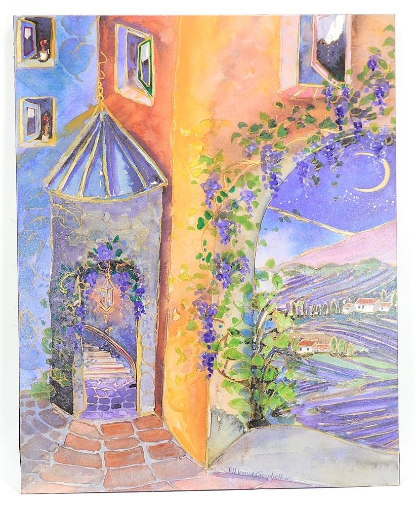Oil on Canvas signed Jill Louise Campbell, 40 x 32", "Moonlit Staircase". (1 of 3)