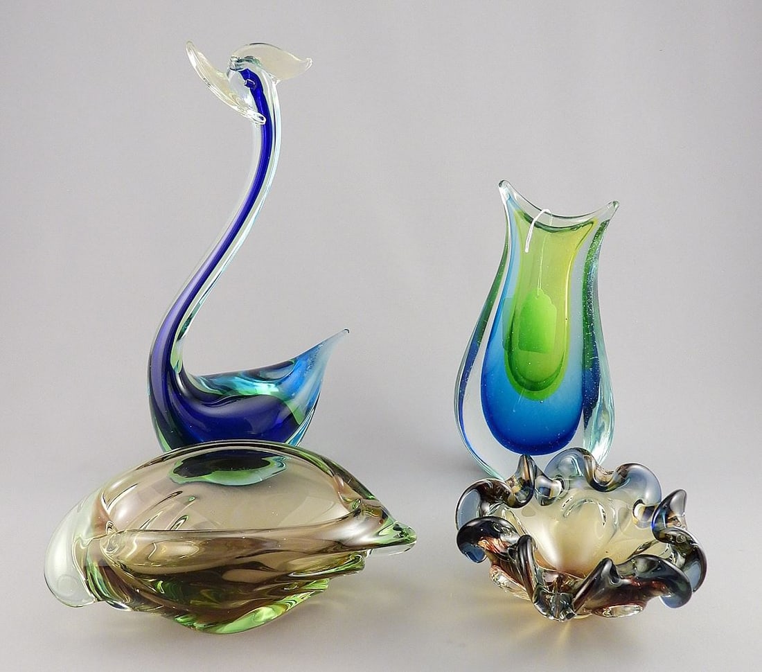 Four Pcs of Murano Glass, 2 1/2 - 11 1/4"h. (1 of 3)