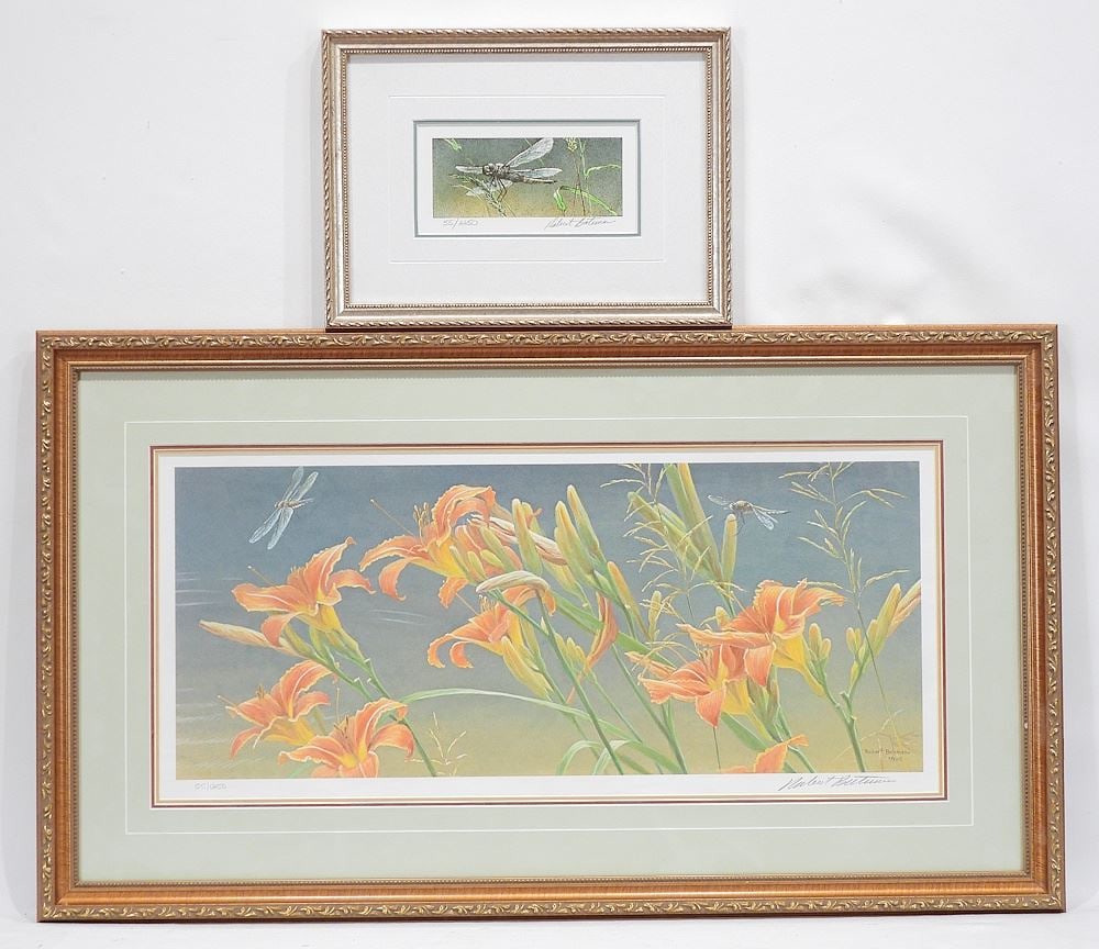 Two LEP's signed Robert Bateman, 10 3/4 x 24 1/2", "Day Lilies" & "Dragonflies" #55/1250. (1 of 6)