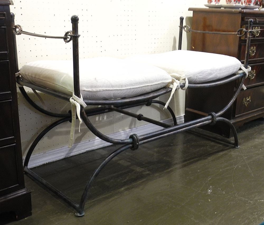 Contemporary Wrought Metal Window Seat, 41"L. (1 of 2)