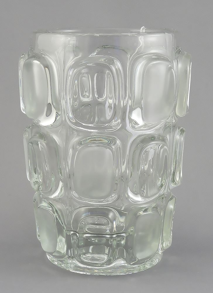 Sklo Glass Optical/Lens Vase, F. Vizner, C. 1962/63, 7"h.: Sklo Glass Optical/Lens Vase, F. Vizner, C. 1962/63, 7"h.