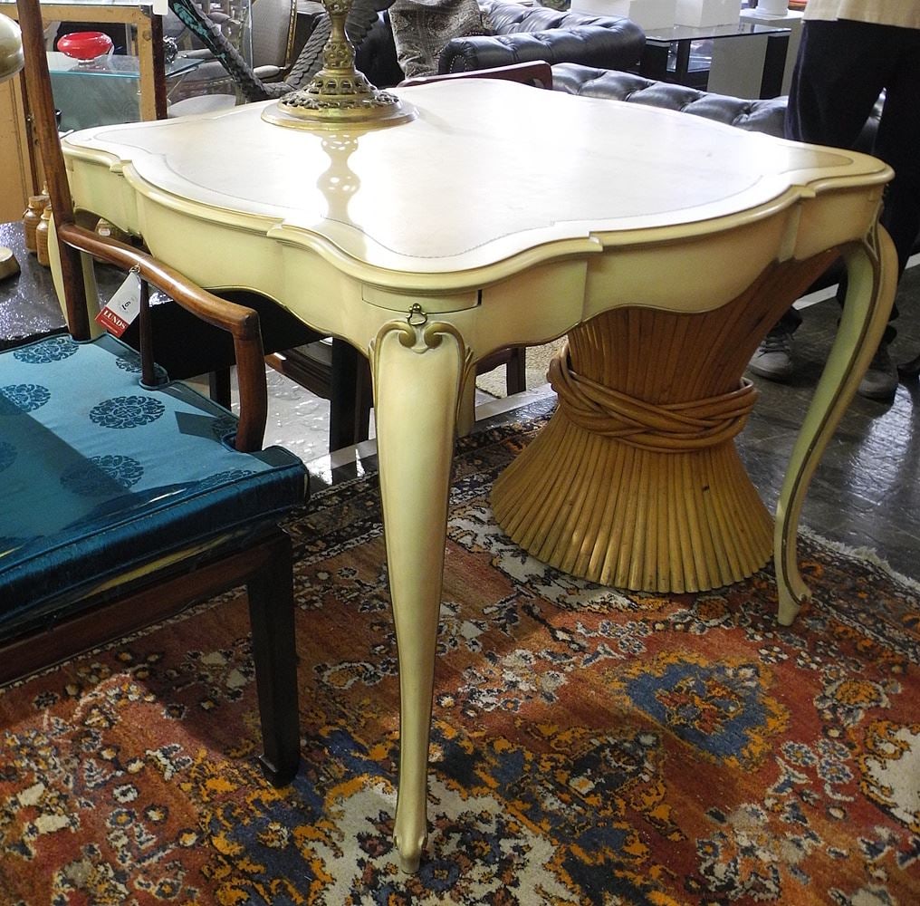 Louis XV-Style Card Table w/ Extendable Drinks Slides. (1 of 3)