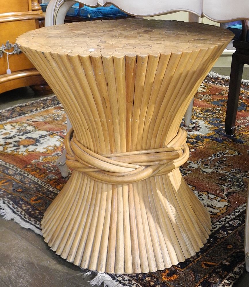 Rattan Circular Side Table, 21 1/2" Diameter. (1 of 2)