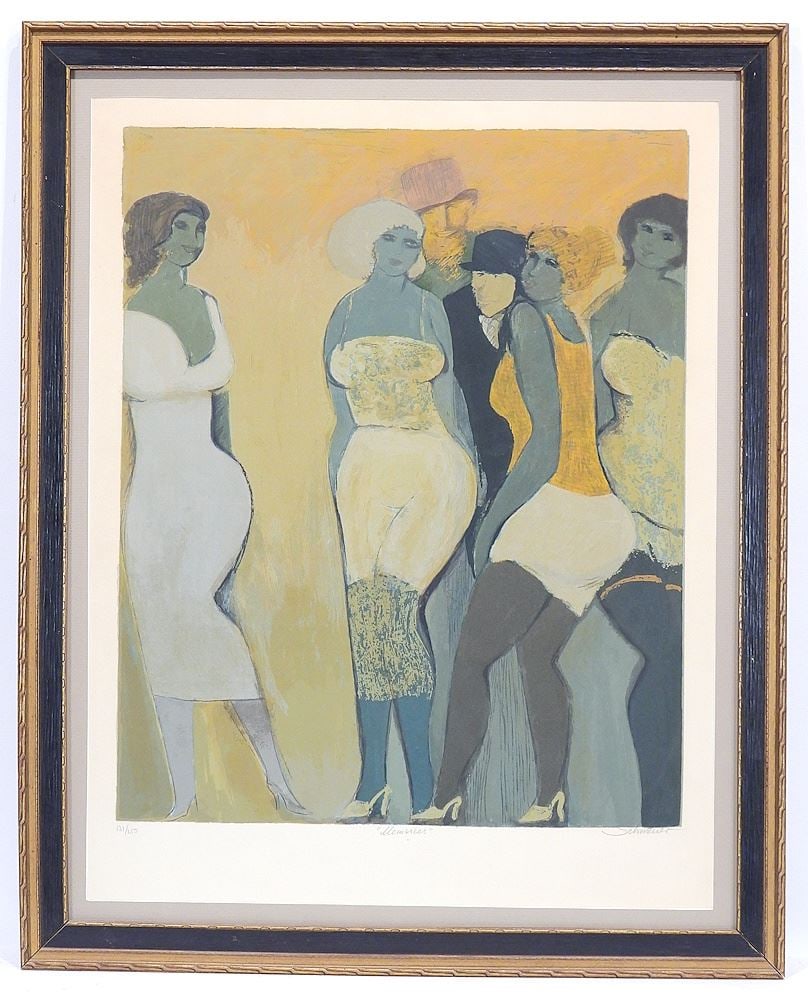 Lithograph signed (David) Schneuer, 26 1/4 x 20 1/8", "Memories" #131/ 250. (1 of 2)