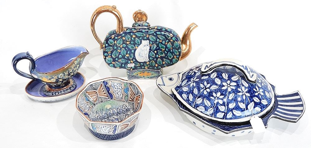 Collection of Ceramics signed Kinichi Shigeno, 3 5/8 - 9 5/8". (1 of 5)