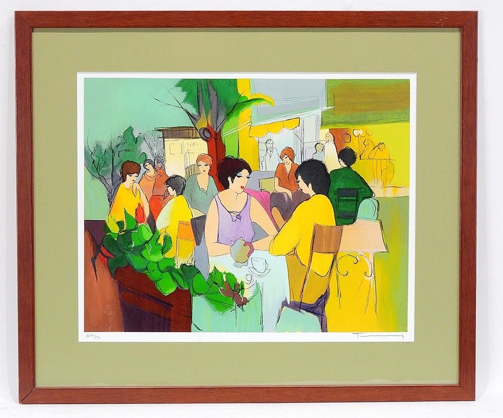 Serigraph signed (Itzhak) Tarkay, 12 1/4 x 15 1/2" "Danielle's Corner" A/P #41/50.: Serigraph signed (Itzhak) Tarkay, 12 1/4 x 15 1/2" "Danielle's Corner" A/P #41/50.