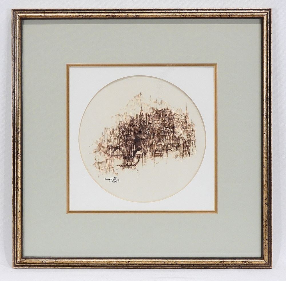 Drawing signed David Yuill 1979 (Hornby Island), 6 3/8" Diameter, "Architectural Study". (1 of 4)
