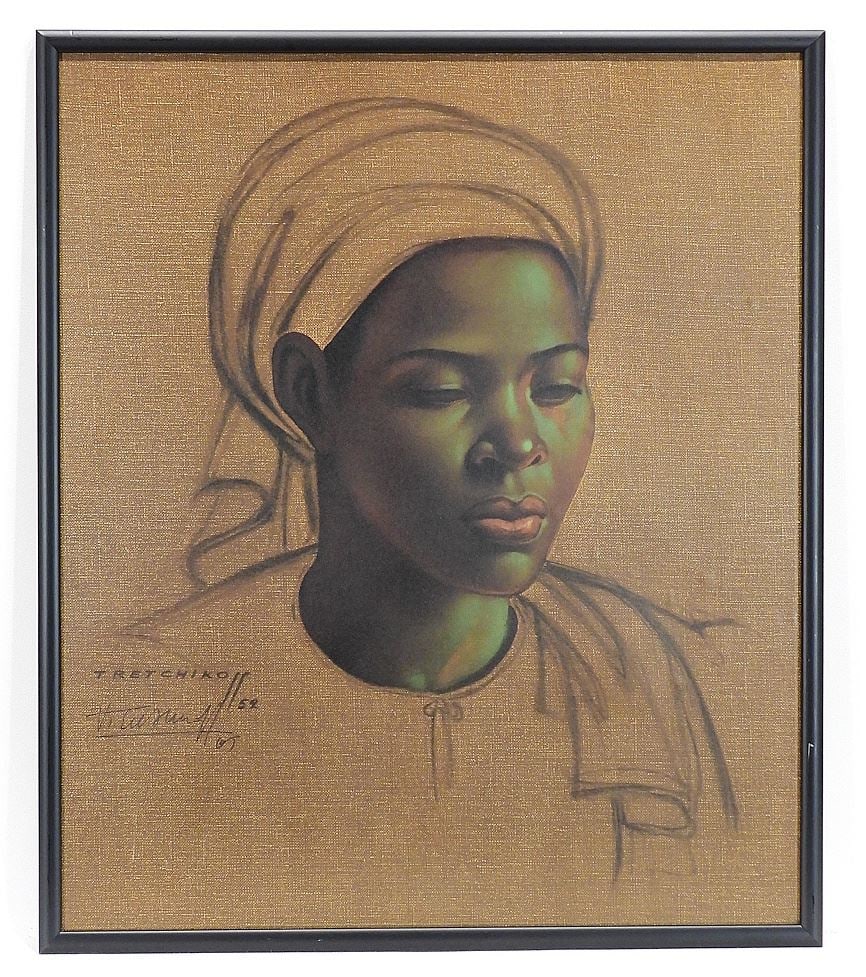 Vladamir Tretchikoff Print signed (twice), 17 1/4 x 20 1/4".: Vladamir Tretchikoff Print signed (twice), 17 1/4 x 20 1/4".
