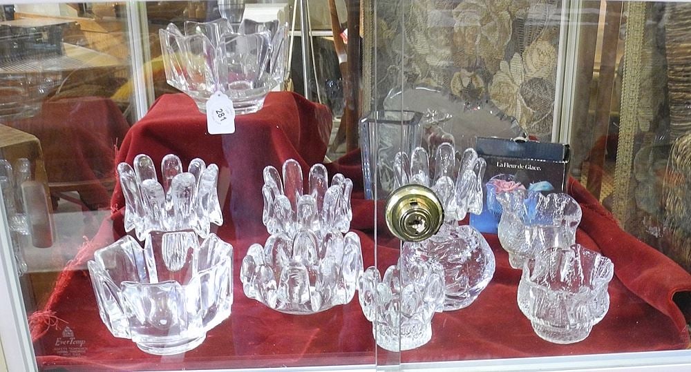 Collection of Scandinavian Glass Candlesticks & Tea Lights: Orrefors. (1 of 2)