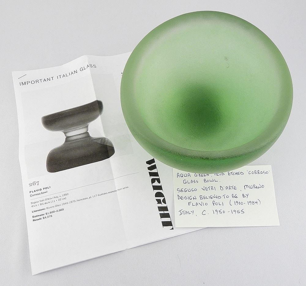 Seguso Vetri D'Arte "Corroso" Bowl: Flavio Poli, 4 1/2 x 7 3/4 x 7 1/2". - 7
