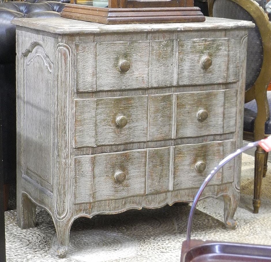 Shaped Front Chest of Three Drawers, 32"w. (1 of 2)