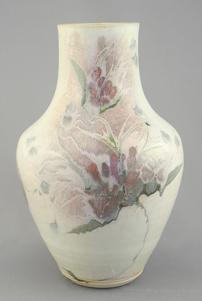 Stoneware Vase Impressed Robin Hopper, 9 3/4"h. (1 of 3)