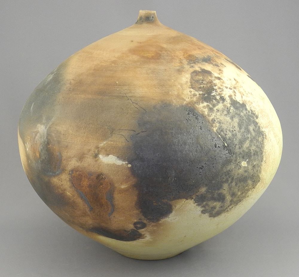 Raku Vase signed (Robin) Righton, 9 1/4"h. (1 of 3)