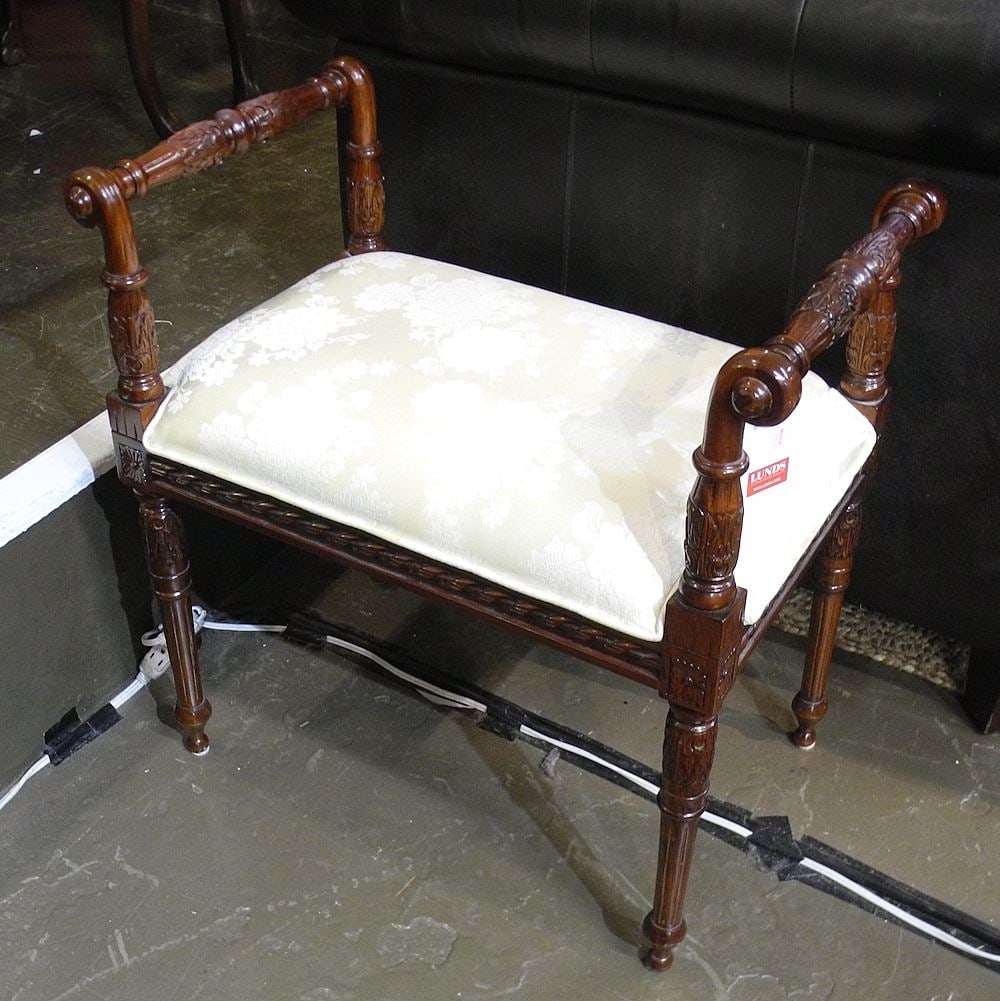 Mahogany Upholstered Footstool. (1 of 1)