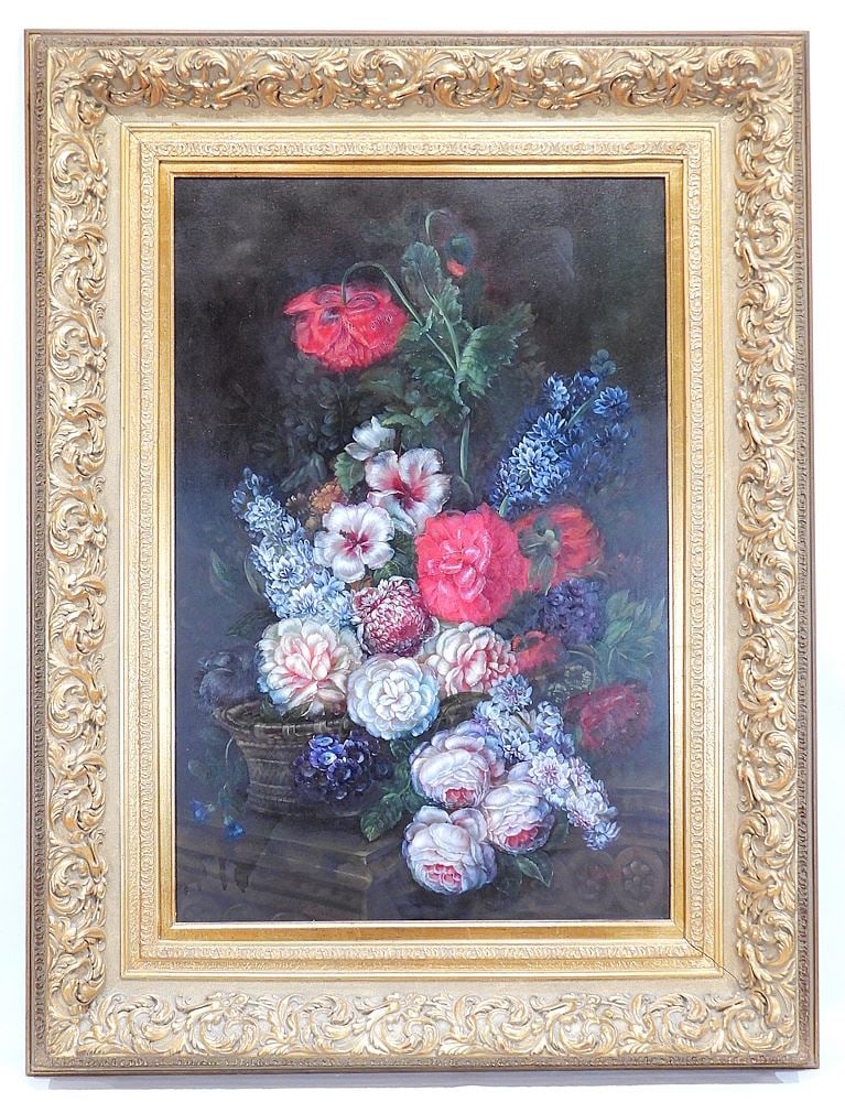 Oil on Canvas signed Giovanni, 36 x 24", "Dutch Floral Still Life". (1 of 3)