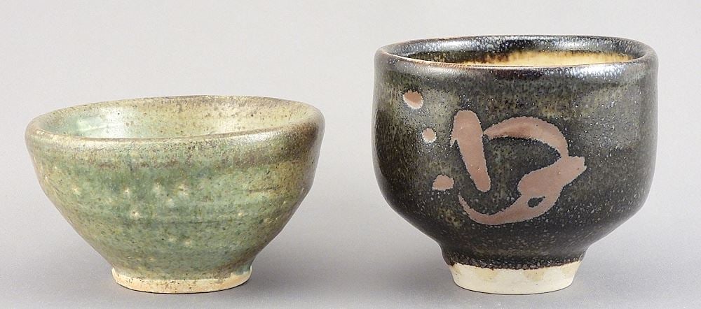 Two Stoneware Tea Bowls Signed & Impressed by Gailan & Goya Ngan, 2 1/8 & 3"h.: Two Stoneware Tea Bowls Signed & Impressed by Gailan & Goya Ngan, 2 1/8 & 3"h.