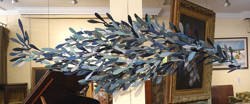Metalwork "School of Fish" Wall Hanging Monogrammed I.L., 26 x 74 x 7". (1 of 2)