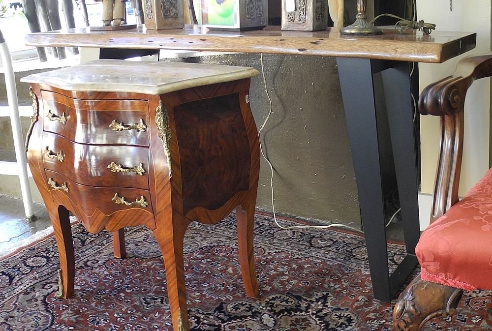 Comtemporary Acacia Wood & Wrought Iron Console Table, 30 1/4 x 58 1/4 x 18". (1 of 3)