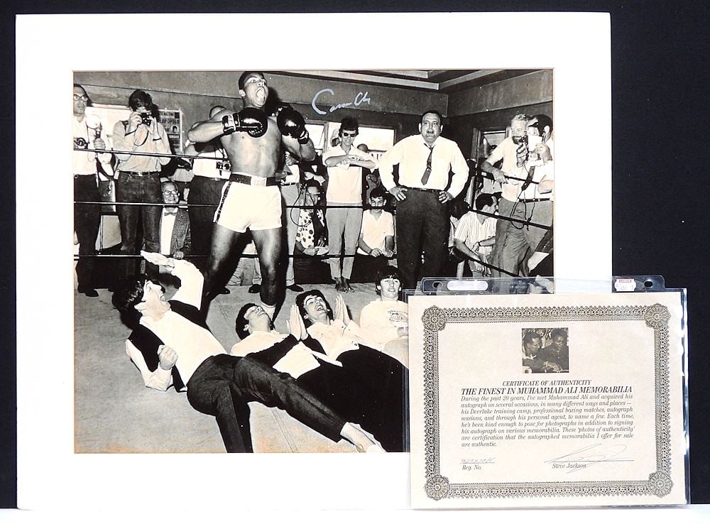 Photographic Print signed Cassius Clay w/Steve Jackson COA.: Photographic Print signed Cassius Clay w/Steve Jackson COA.
