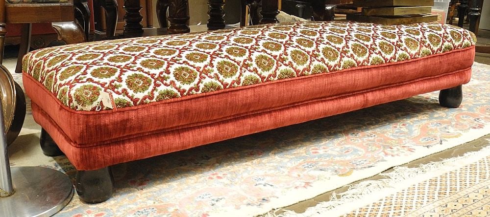 Early 20th C. Upholstered Fender Bench, 66"L. (1 of 2)