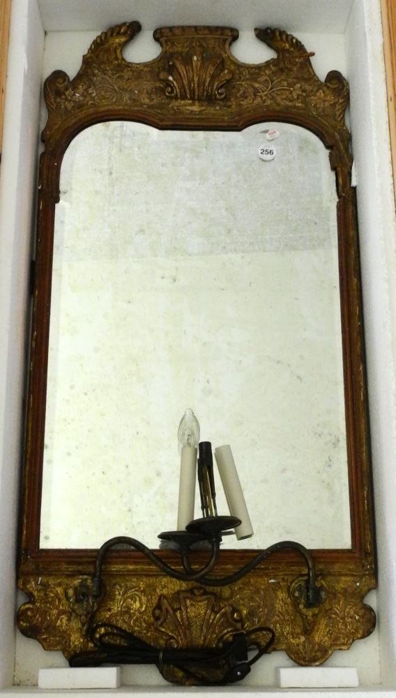 Gilt Framed Beveled Mirror with two arm lighting, in (1 of 3)