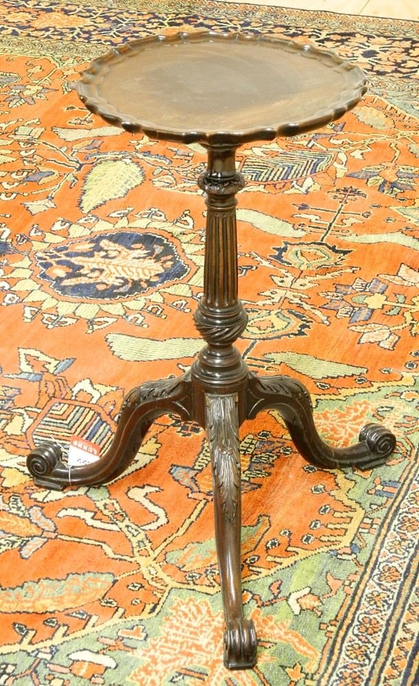 Finely Carved Mahogany Tripod Table. (1 of 2)