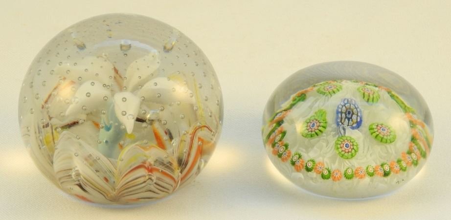Two Cane Glass Paperweights. (1 of 1)