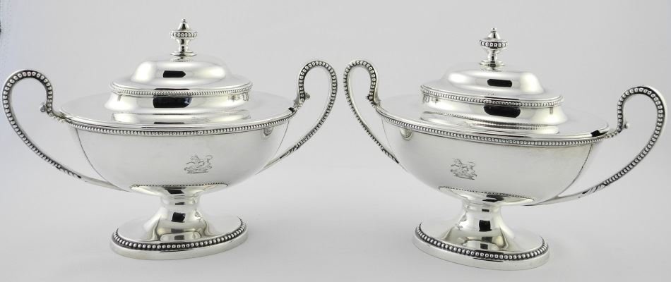 Pair of George III Silver Sauce Tureens & Covers, (1 of 6)