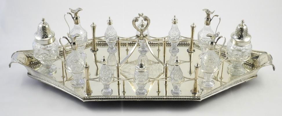 Large Irish Silver Condiment Service with 12 castors & (1 of 10)